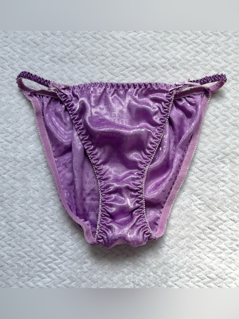 VTG 80s 90s Satin Second Skin Brief Panties L Lilac High Rise Retro Coquette